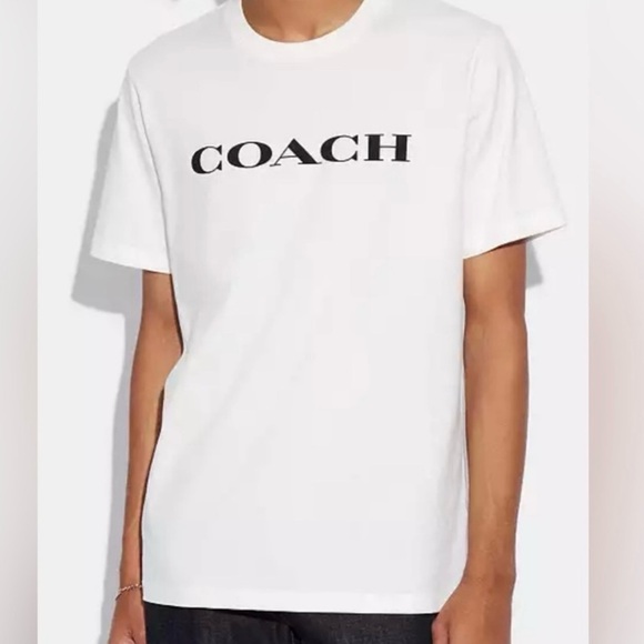 EUC COACH Unisex Essential White Tee with Black Logo - Picture 2 of 3